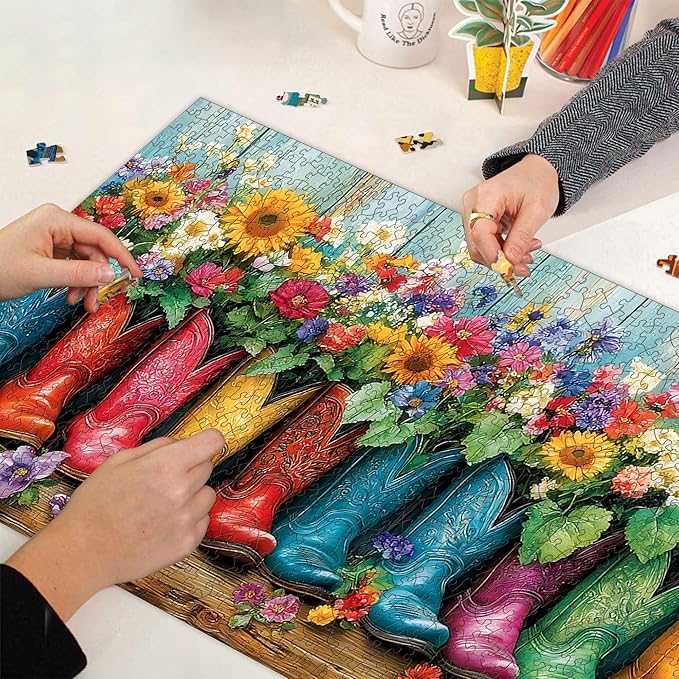 Bimkole Boots Puzzles for Adults 1000 Pieces, Flower Paper Jigsaw Puzzle 1000 Pieces - Fun and Challenging Family Decoration Puzzle Great Gift Idea, Finished Size is 31.5 x 16.14 in