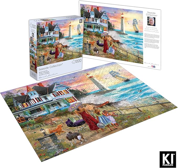 1000 Piece Puzzle for Adults David Maclean Picking Wildflowers Lighthouse Colorful Jigsaw 27x20