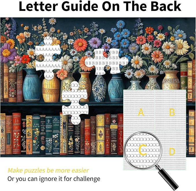 Wildflower Book Puzzles for Adults 1000 Pieces Puzzle Clearance Vintage Books Challenging Adult Puzzles 1000 Pieces Puzzle Perfect for Family Game 27.5 x 19.6 inch