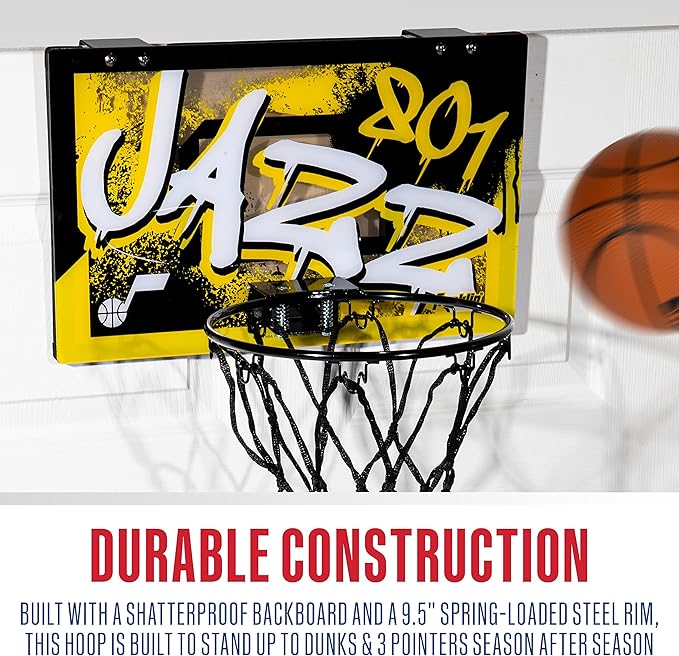 Franklin Sports NBA Team Over the Door Basketball Hoops - Kids Indoor Mini Basketball Hoop + Ball Set - NBA Fan Mini Hoops
