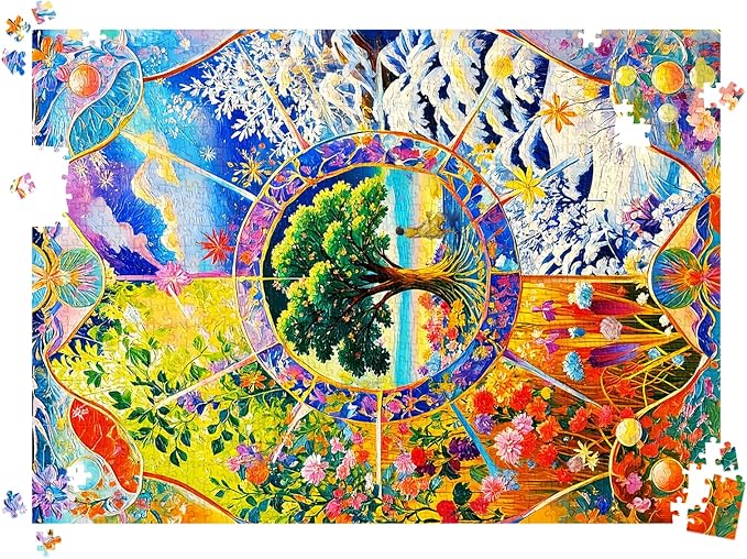 HUADADA Puzzles for Adults 1000 Pieces,Four Seasons Change Jigsaw Puzzles, 1000 Piece Puzzle for Adults ‌Family Interactive Game Gift