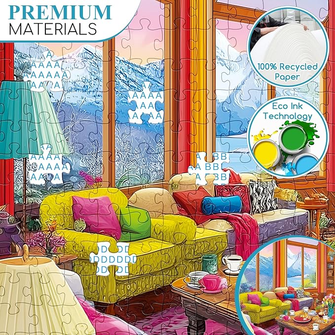 300 Piece Puzzles for Adults,Rustic Lodge Cozy Fire Puzzle for Adults Kids Seniors,Large Piece Fireplace Room Puzzle for Kids 8-10 10-12,Challenging Sofa Dog Puzzles Perfect for Game Nights, 20.5x15