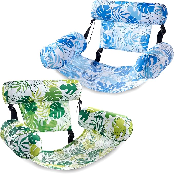 SLOOSH Inflatable Pool Floats Adult,2 Packs Floating Lounge Chairs,Blow up Pool Noodles for Adult Heavy Duty,Floating Chair for Party Summer Water Beach Lake Fun