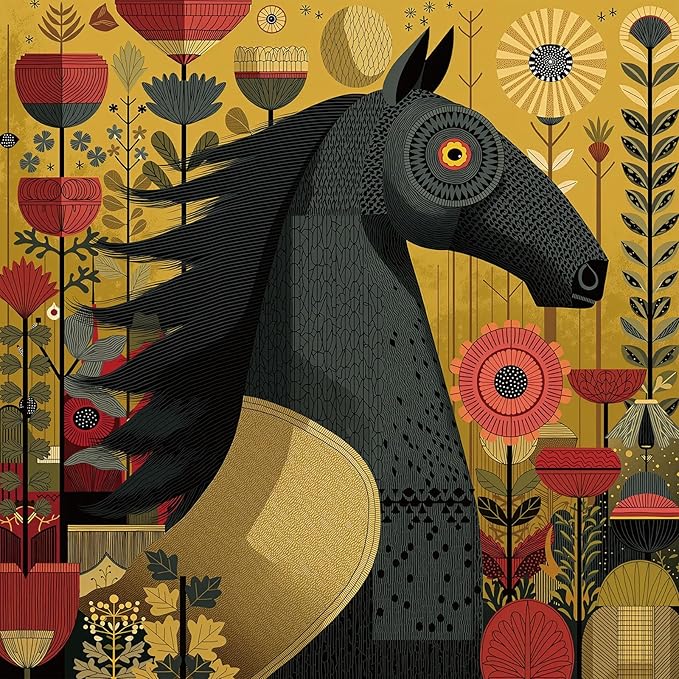 Vibrant Equine Art Horse Jigsaw Puzzles for Adults 1000 Pieces, Difficult Puzzles Perfect for Game Night, Great Gift Idea, Size 22.5 x 22.5 in