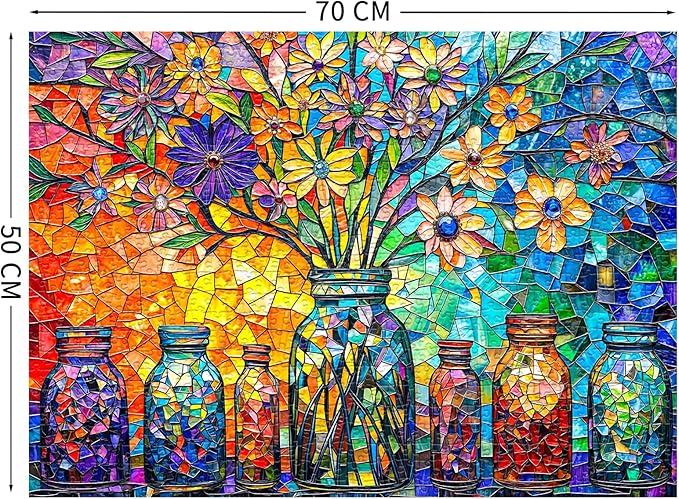 Stained Glass Puzzles Flower of Life Puzzles for Adults 1000 Piece, Jigsaw Puzzles for Adults, Adult Challenging Game Toys, Impossible Puzzle, Family Decoration Puzzle
