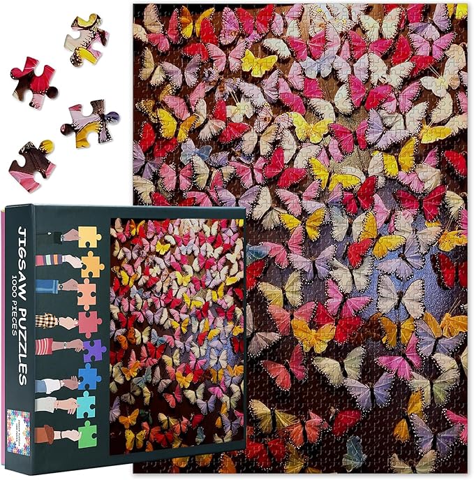 Jigsaw Puzzles 1000 Pieces, Color Butterfly Adult Jigsaw Puzzles, Butterfly Puzzle 1000 Pieces for Adults, Butterflies Puzzle Challenging Game Finished Size 19.5 x 27.5 Inch