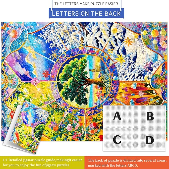 HUADADA Puzzles for Adults 1000 Pieces,Four Seasons Change Jigsaw Puzzles, 1000 Piece Puzzle for Adults ‌Family Interactive Game Gift