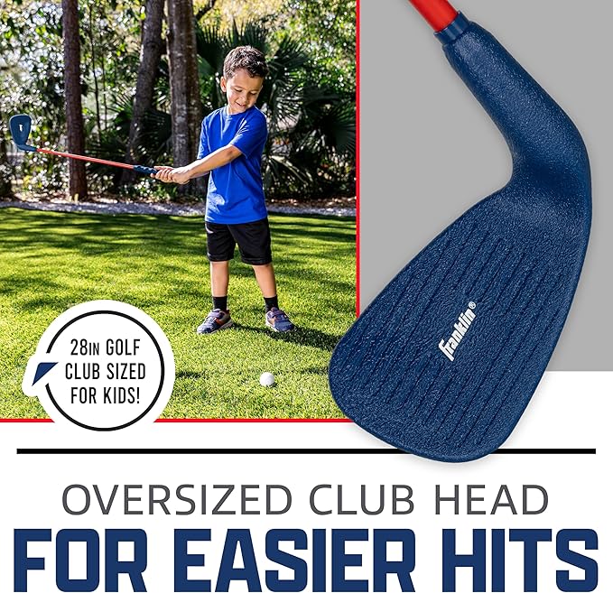 Franklin Sports Kids Toy Golf Club Set - 28" Youth Plastic Golf Club with Oversized Club Head + (2) Indoor Foam Golf Balls - Perfect for Backyard, Outdoor + Indoor Play + Practice - Kids Ages 3 and Up