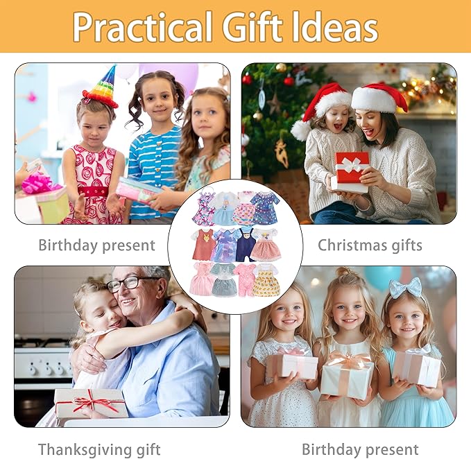 Girl Doll Clothes,12 Sets Doll Clothes Dress for 12 13 14 Inch Dolls, Lovely Baby Doll Outfits Accessories for Christmas Birthday for Little Girl
