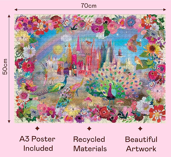 Elena Essex Jigsaw Puzzles 1000 Pieces - Peacock Castle, Puzzles for Adults 1000 Pieces, 1000 Piece Puzzle, Colorful Cool Dream Art Magical Puzzle, Size 28x20 inches