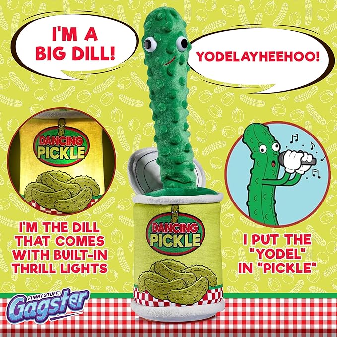 Gagster Dancing Pickle – Sings, Repeats What You Say & Tells Jokes – Hilarious Electronic Yodeling Pickle – Dance, Weird Random Stuff for Anyone Who Loves Funny Gag Gifts