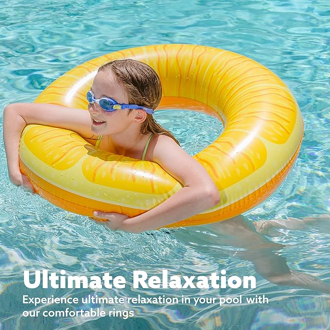 Sloosh 4 Pack Inflatable Pool Floats, Pool Tube Rings, Swim Tubes, Floaties Toys, Beach Swimming Party Toys for Kids and Adults