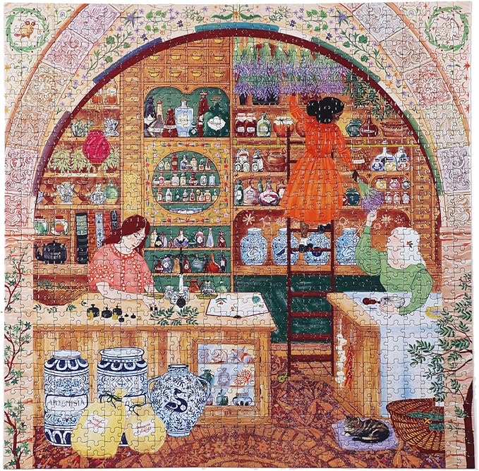 eeBoo 1000 Piece Puzzle - Ancient Apothecary Jigsaw Puzzle for Adults, Square 23" x 23" Made with Recycled Board & Vegetable-Based Ink