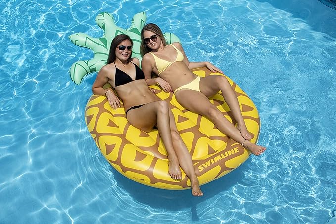 Swimline Pineapple Jumbo Floating Pool Island Yellow/Green 88x50''