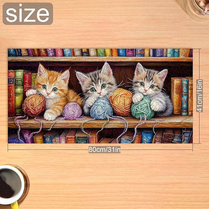 Bimkole Cat Puzzles for Adults 1000 Pieces, Books Paper Jigsaw Puzzle 1000 Pieces - Fun and Challenging Family Decoration Puzzle Great Gift Idea, Finished Size is 31.5 x 16.14 in