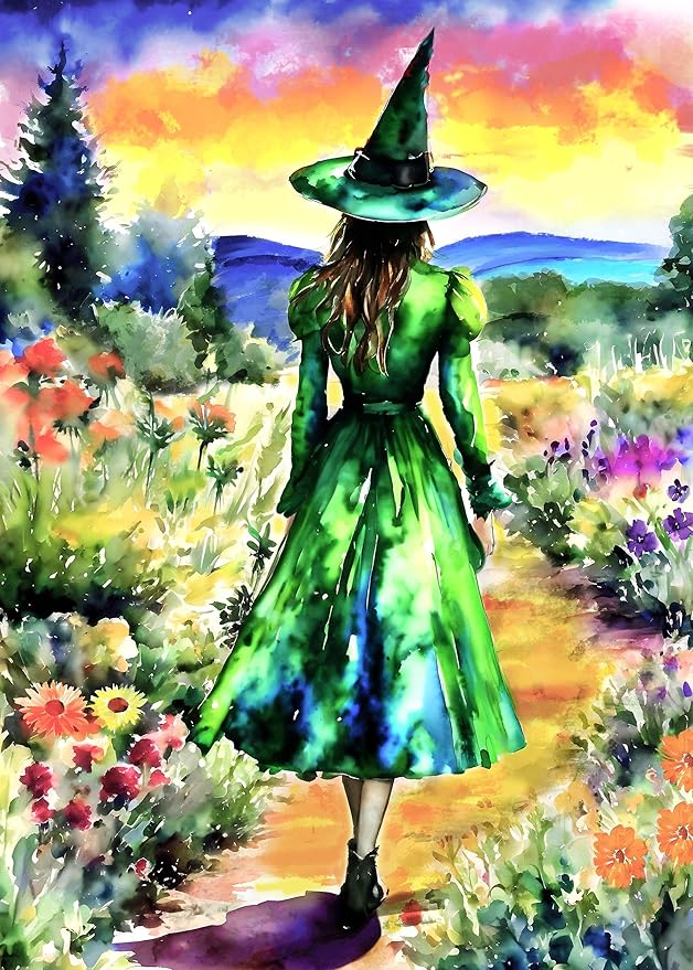 Springbok A Witches Journey 500 Piece Jigsaw Puzzle for Adults - Green Witch in Meadow - Unique Cut Pieces - Made in USA