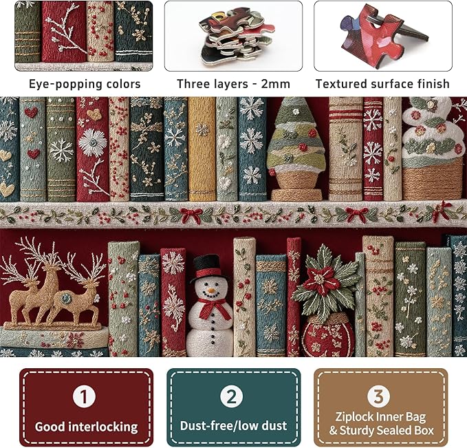 Holiday 1000-Piece Puzzle for Adults - Christmas Embroidery Book Collection Puzzle, Relaxing Jigsaw Puzzle, Fun and Challenging Jigsaw Puzzles, 26.65 x 19.25 in