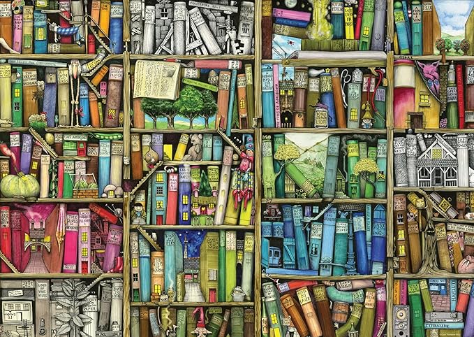 Wonder Forge Bizarre Bookshop 1000 Piece Jigsaw Puzzle for Adults | Unique, Perfectly-Fitting Pieces | Fun, Vibrant Imagery | Amazon Exclusive