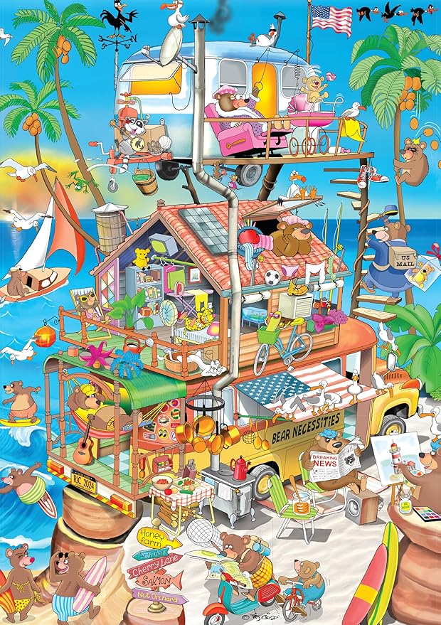 Ceaco - RJ Crisp - Bearly a Vacation - 500 Piece Jigsaw Puzzle - Relaxing and Fun Activity for Adults