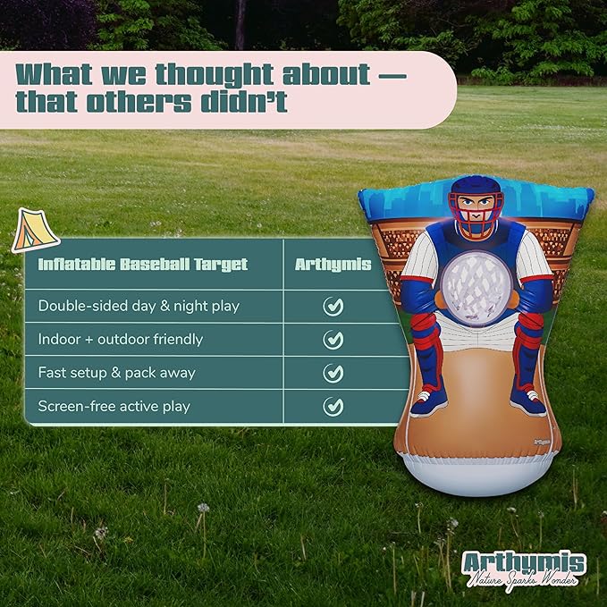 Pitching Target for Kids – Double-Sided Baseball Training Equipment for Indoor & Backyard Baseball Practice, Inflatable Strike Zone with Balls & Pump, Ages 3+