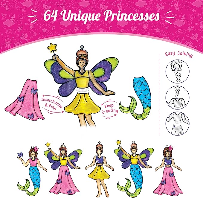 Imagimake Window Art Princess & Unicorn | DIY Suncatcher Kit for 5-8 Year Old | Princess & Unicorn Toys for Girls | Art & Craft Kits for Ages 6-8 | Easter Gifts for 5 Year Old Girls
