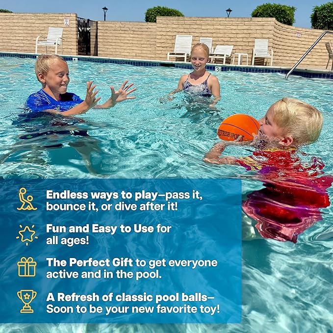 Aqua Dive Pool Ball Basketball – Water Pool Toy for Kids Ages 4-12 – Dribble, Pass & Shoot Underwater – Great Outdoor Beach Toy for Summer Fun – 6" Water Game for Boys & Girls Ages 5 6 7 8 9 10 11 12+
