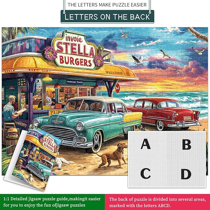 Jigsaw Puzzles for Adults 1000 Pieces, Interlock Perfectly No Dust, Impossible Difficult Hard Fun 1000 Piece Jigsaw Puzzles for Adults-1:1 Poster-Seaview Campground