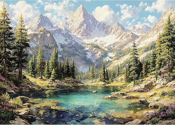 Puzzles for Adults 1000 Pieces, National Park Nature Snow Mountain Lake Forest, 1000 Piece Puzzle for Adults Seniors, Hard Jigsaw Puzzles with Letters on Back, 1:1 Poster