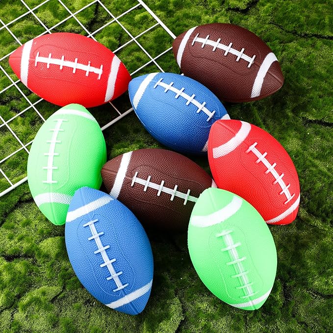 Sosation 20 Pcs Mini Inflatable Football Bulk Small Football Party Favors Themed Gifts Rugby Playground Toys for Outdoor and Indoor Games