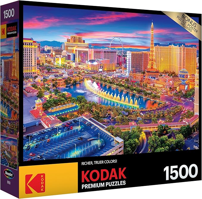 RoseArt - Kodak Premium - Las Vegas Strip - 1500 Piece Jigsaw Puzzle for Adults
