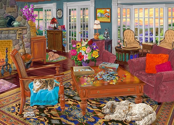 500 Piece Puzzles for Adults - Cottage Puzzle Licensed by Joseph Burgess - Cozy Sanctuary - Enjoy Your Peace