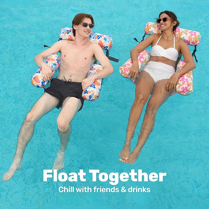 SLOOSH Inflatable Pool Floats Adult,2 Packs Floating Lounge Chairs,Blow up Pool Noodles for Adult Heavy Duty,Floating Chair for Party Summer Water Beach Lake Fun