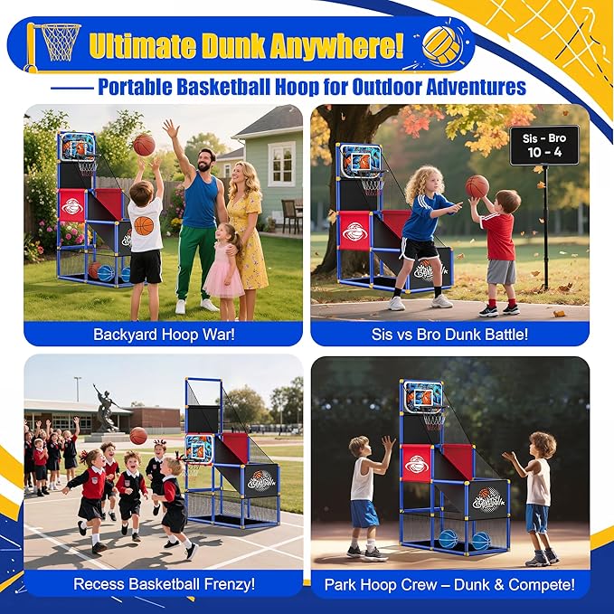 Kids Arcade Basketball Hoop Indoor Outdoor Single Shot Basketball Game for Toddler,Carnival Games Sport Gifts for Boys Girls Ages 3-8 Years Old,Ideal for Competition