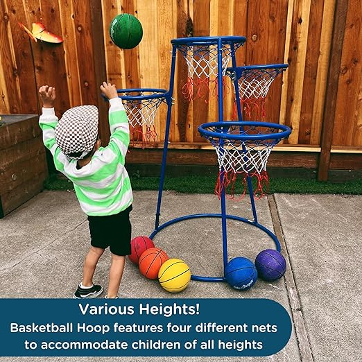 Children’s Factory Kids Toys 4-Hoop Basketball Set - Toddler Basketball Hoop Indoor/Outdoor Play- for Pre-School Classroom or Playroom