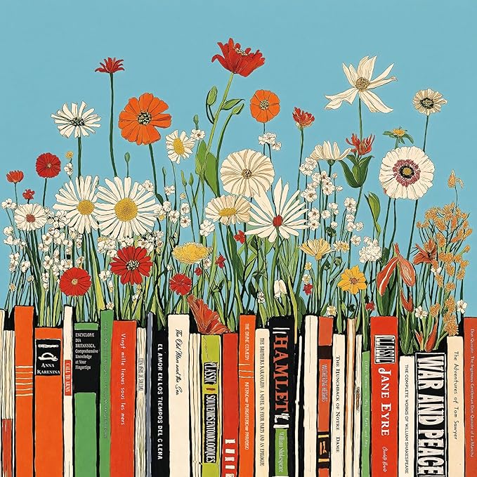 Jigsaw Puzzles for Adults 1000 Pieces, Floral Art Colorful Square Challenging Game for Family Activity Home Decor, 22.5x22.5 Inches, Flower Books