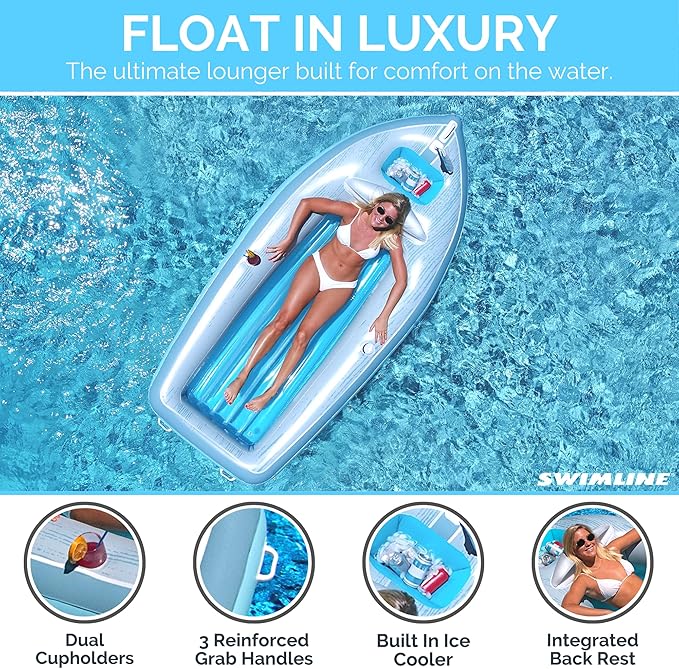 SWIMLINE Inflatable Swimming Pool Float Lounger Raft Mattress, Fun Mat, Classic Cruiser, Blue