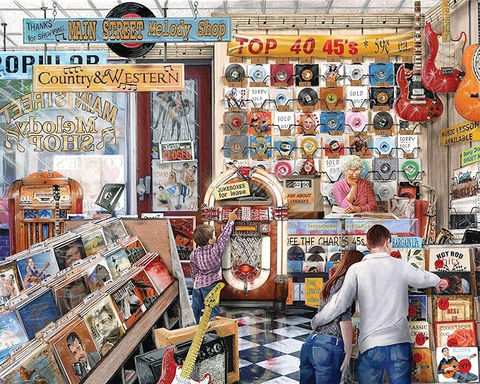 Majestic Value Brand 1000 Piece Jigsaw Puzzle of a Nostalgic Vinyl Record Shop