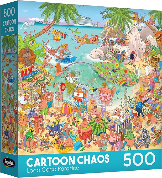 RoseArt - Cartoon Chaos - Loco Coco Paradise - 500 Piece Jigsaw Puzzle for Adults