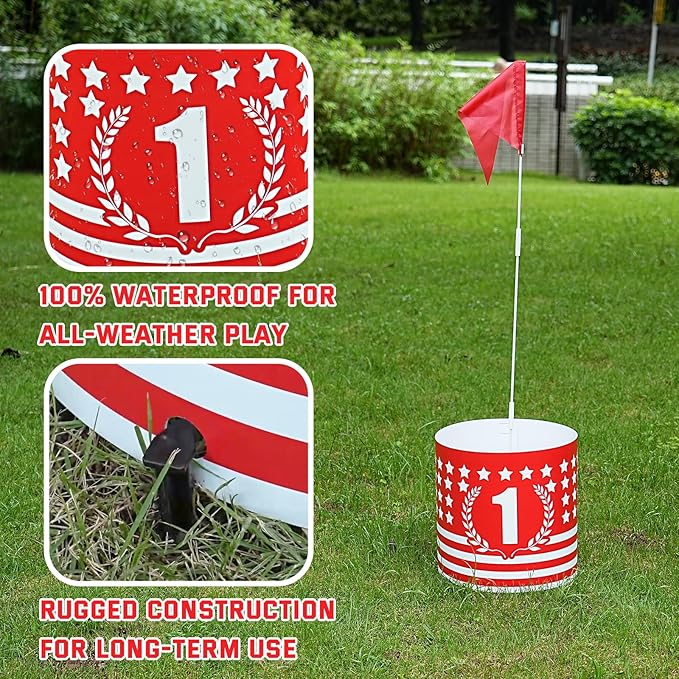Backyard Golf 9 Holes Set with 2 Clubs,Portable Outdoor Game for Pratice,Golf Chipping Game for Lawn,Yard,Camping,Park,Beach