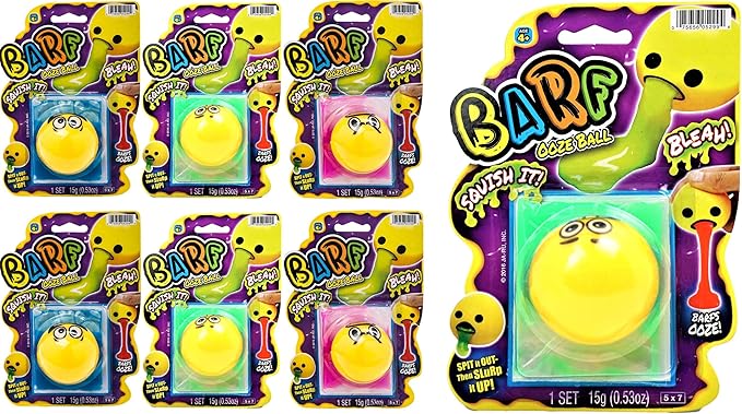 JA-RU Barf Slime Toy Squishy Stress Balls for Kids (6 Fidget Ball Assorted) Throw Up Vomit Slime Balls. Anti Stress Squeeze Toy. Funny Pranks Party Favors Easter Egg Fillers. 5299-6p
