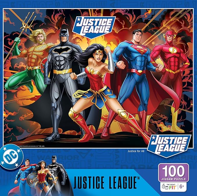 MasterPieces 100 Piece Jigsaw Puzzle for Kids - Justice League - Justice for All - 14"x19"