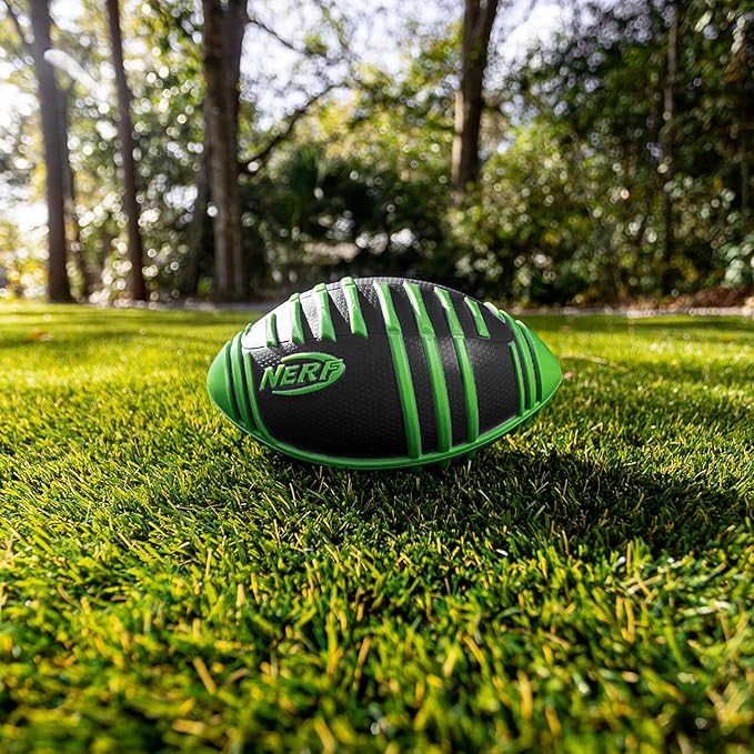 Nerf Weather Blitz Foam Football for All-Weather Play - Easy-to-Hold Grips – Great for Indoor and Outdoor Games - Green