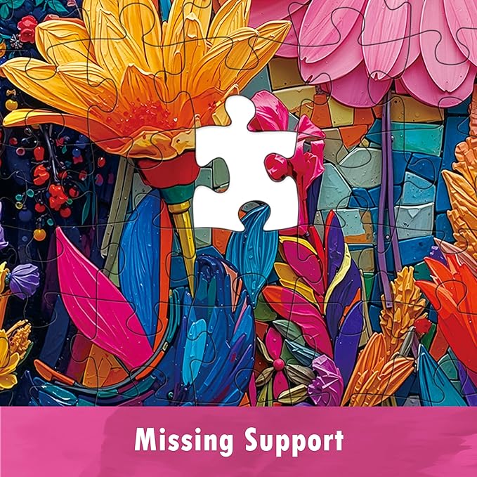 Colorful Flowers Cat Puzzles for Adults 1000 Pieces, Perfectly Letter on Back No Dust, Stained Glass Jigsaw Puzzle Black Cat Theme, Challenging Puzzle Perfect for Game Nights Family Puzzle