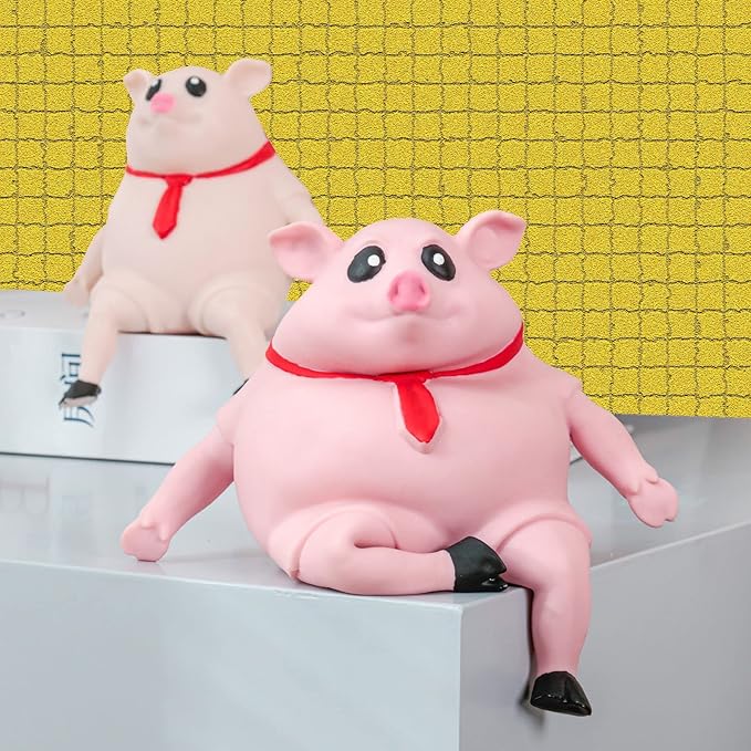 Stretchy Glue-Sand Filled Rubber Pig , Latex Piglet Soft Decompression Doll Toy,Squishy Pig Toy, Animal High-Elastic Stretchable, Decompression Toy for Adults and Children (Pig-S)