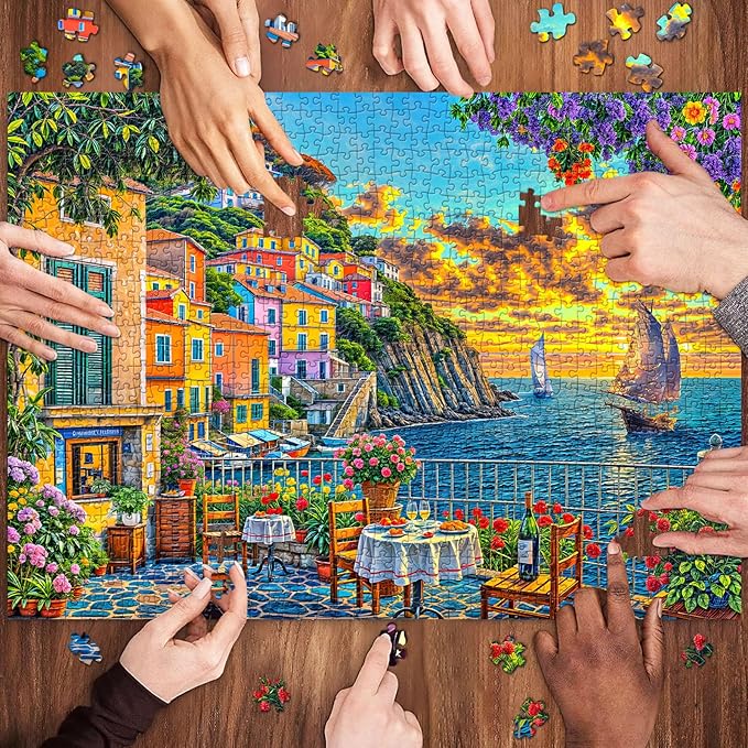 Romantic Cinque Terre Puzzles for Adults 1000 Piece, Jigsaw Puzzles for Adults, Adult Challenging Game Toys, Impossible Puzzle, Family Decoration Puzzle