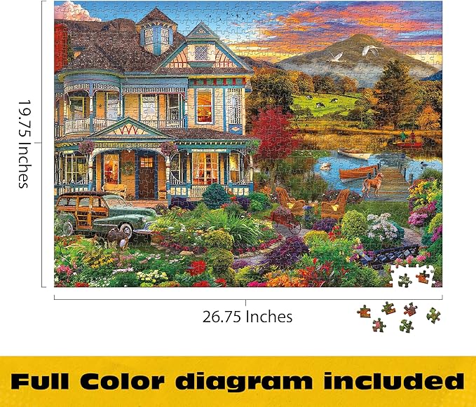 Buffalo Games – Garden Country Home - 1000 Piece Jigsaw Puzzle - Premium Gold Collection Giftable Puzzle for Adults – Precision-Cut Pieces, Beautiful Artwork