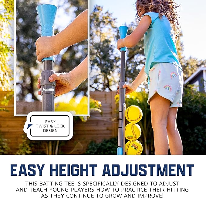 Franklin Sports Grow-with-Me Kids Baseball Batting Tee + Stand Set for Youth + Toddlers - Youth Baseball, Softball + Teeball Hitting Tee Set for Boys + Girls