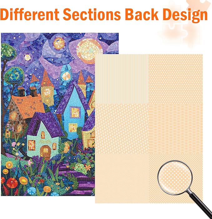 Jigsaw Puzzles for Adults 1000 Pieces, Stained Glass Art Difficult Challenging Unique Puzzle for Game Night Family Home Decor, 20x27 Inches, Glass House