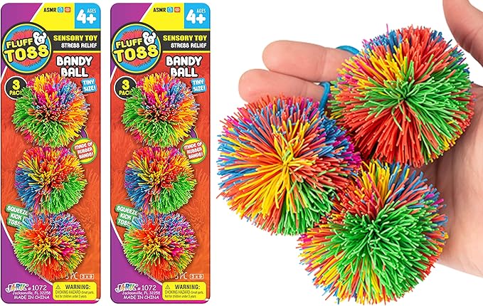 JA-RU Mini Stringy Balls for Kids (2-Pack, 3 Stringy Ball Each) Sensory Stress Balls for Kids w/ Rubber Strings. Stress Relief Toy. Party Favors & Goodie Bags Stuffers for Teens. 1072-2s