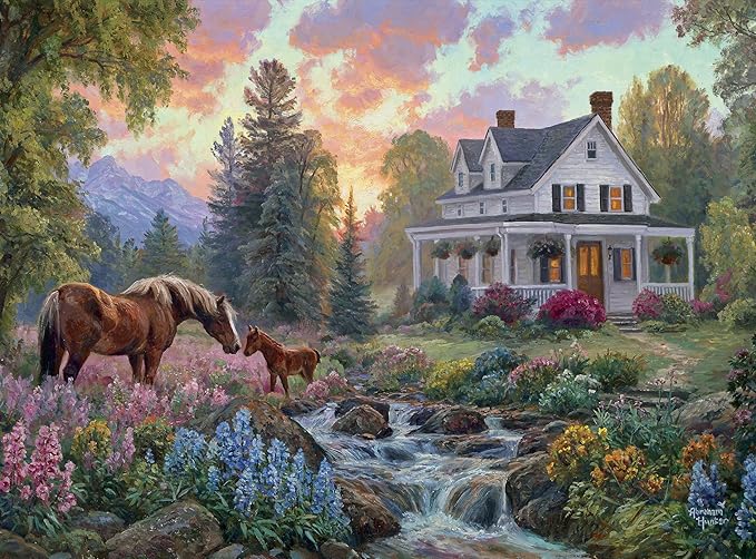 Buffalo Games - Silver Select - Abraham Hunter - Floral Pasture - 1000 Piece Jigsaw Puzzle for Adults -Challenging Puzzle Perfect for Game Nights - Precision-Cut Pieces
